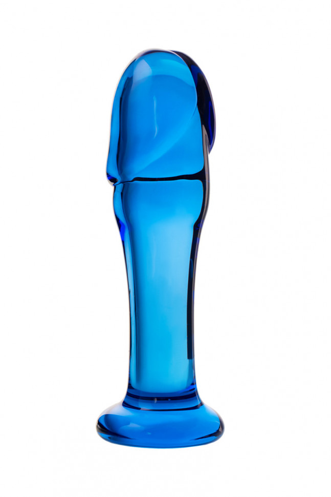 Стеклянный анальный стимулятор синего цвета | курьерская срочная доставка Секс Магазин New-Sex